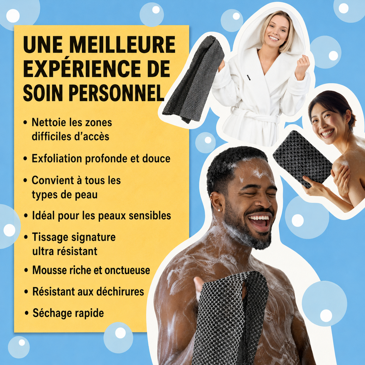 Serviette de douche exfoliante et antibactérienne Blissal