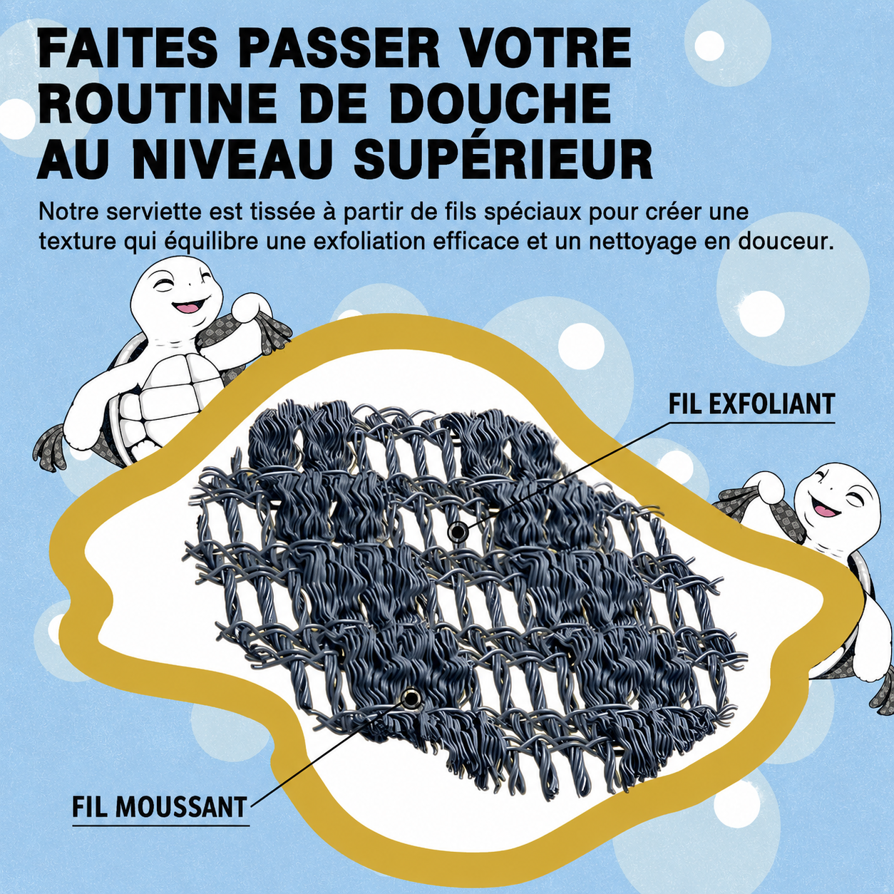 Serviette de douche exfoliante et antibactérienne Blissal