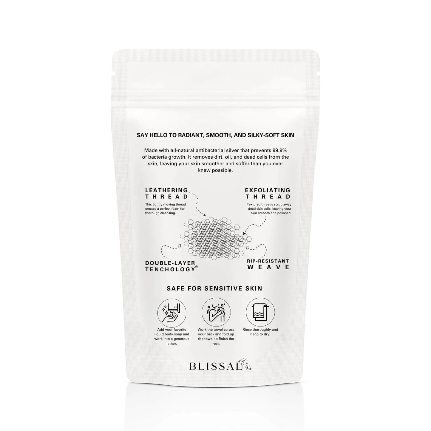 Serviette de douche exfoliante et antibactérienne Blissal